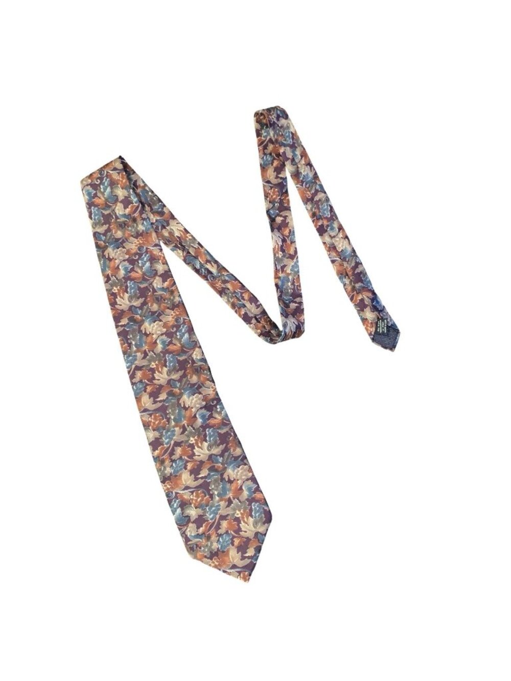 Vintage Christian Dior Monsieur Tie Fall Leaves Pattern Silk Made In USA